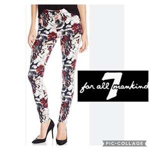 7 For All Mankind Mid-Rise Skinny Contour Jeans, Gallery Floral size 24